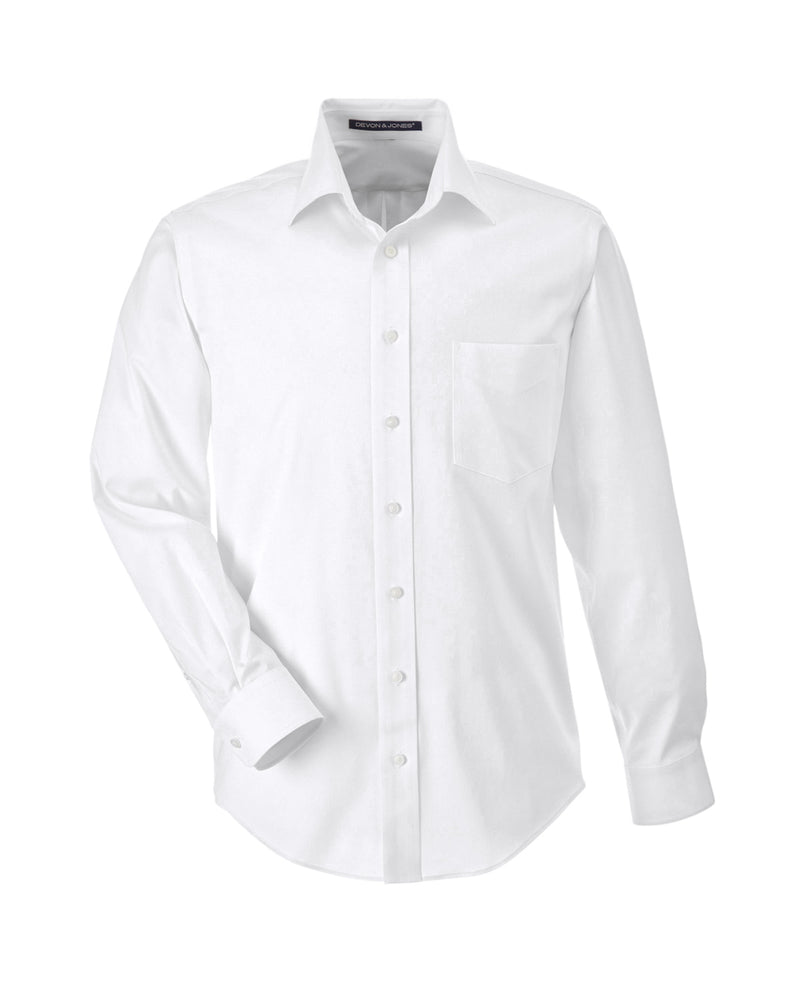 Men's Solid Stretch Twill Shirt in White