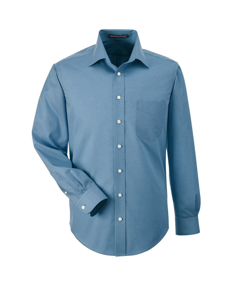 Men's Solid Stretch Twill Shirt in Slate Blue