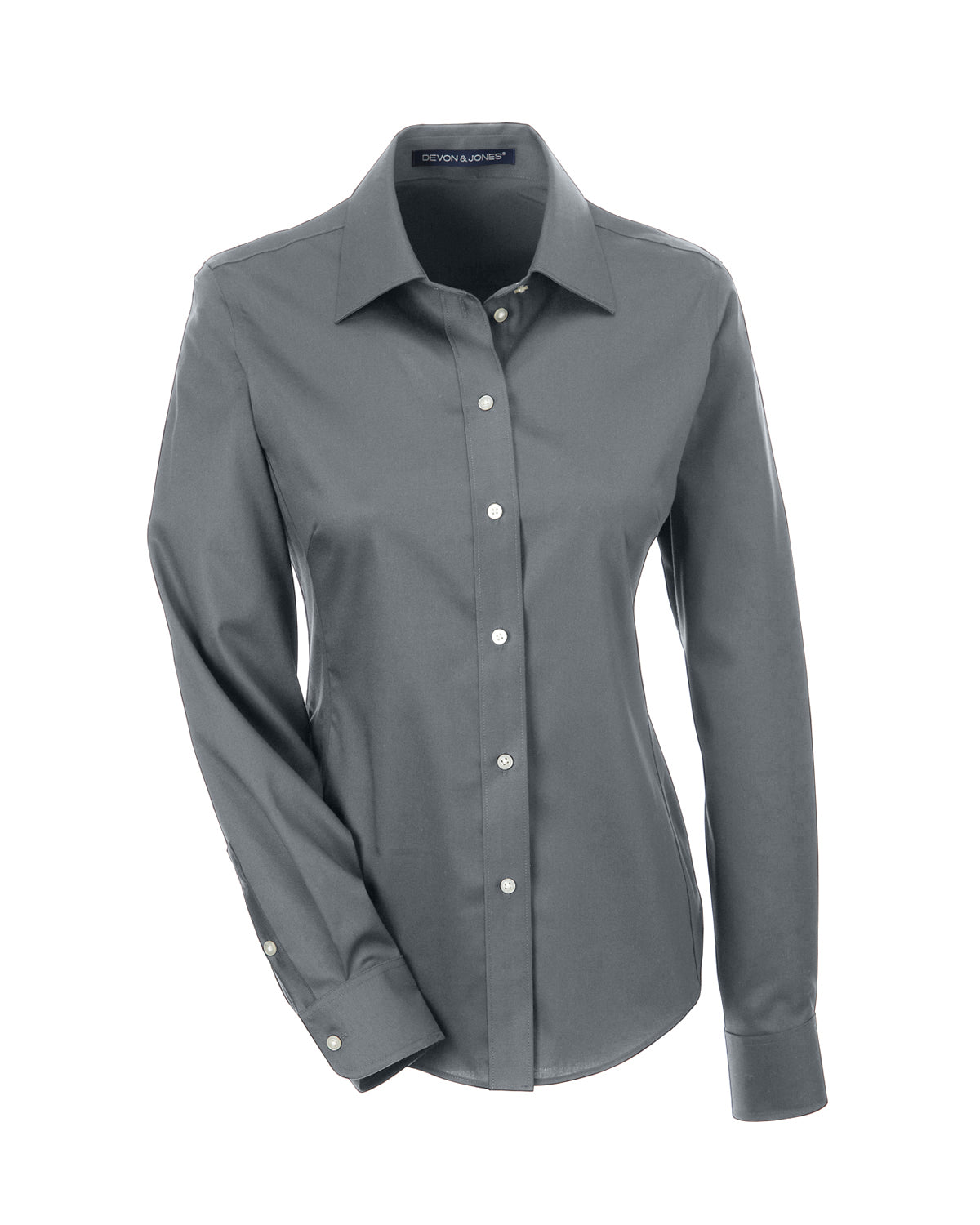 Ladies' Solid Stretch Twill Shirt in Graphite