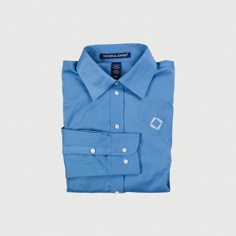 Ladies' Solid Stretch Twill Shirt in Slate Blue