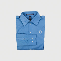 Ladies' Solid Stretch Twill Shirt in Slate Blue
